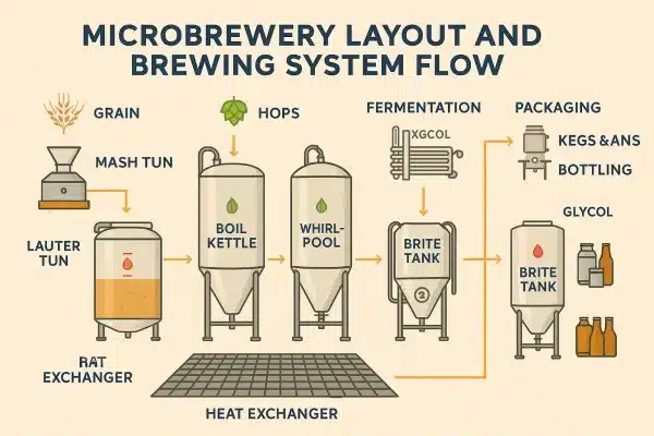 Micro Brewery Setup: The Ultimate Guide to Starting Your Own Brewery 2 brewing system flow